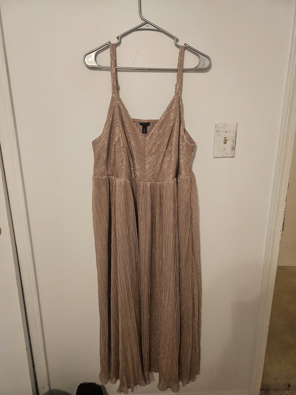 torrid Metallic Taupe Pleated Maxi Dress
